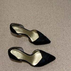 Black fabric evening shoe